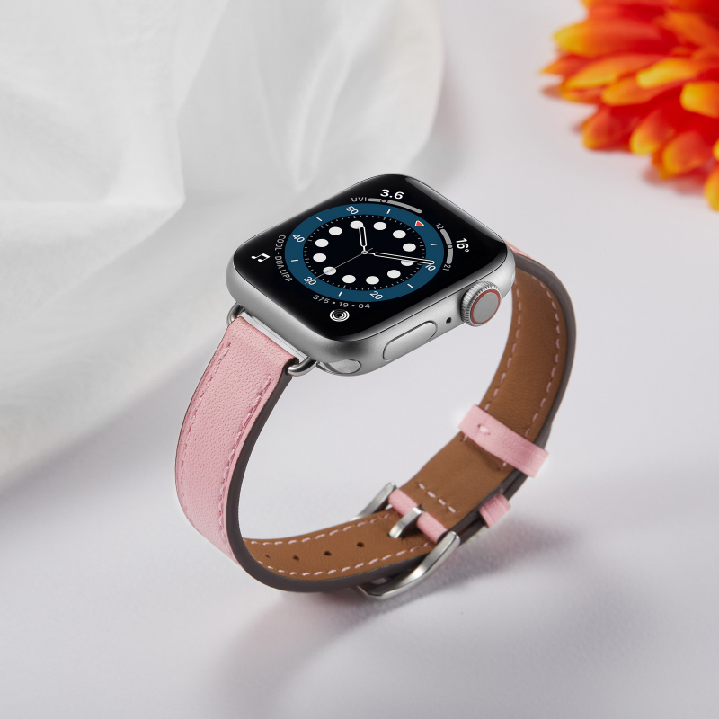 Brățară din piele naturală pentru Apple Watch, cataramă metalică, stil simplu, marcă Neutral