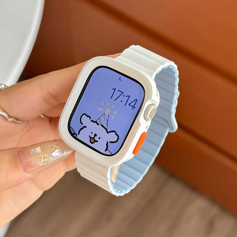 Magnetsko silikon zaštitno kućište za remen Apple Watch S9, S876543 Gen SE, ženski ljetni remen