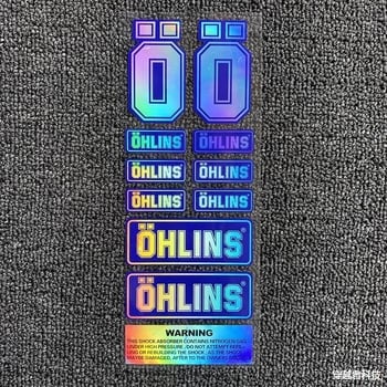 Motocikla un ķivere uzlīmju komplekts ar atstarojumu lāzera efektu, sacensību sponsoru uzlīmēm