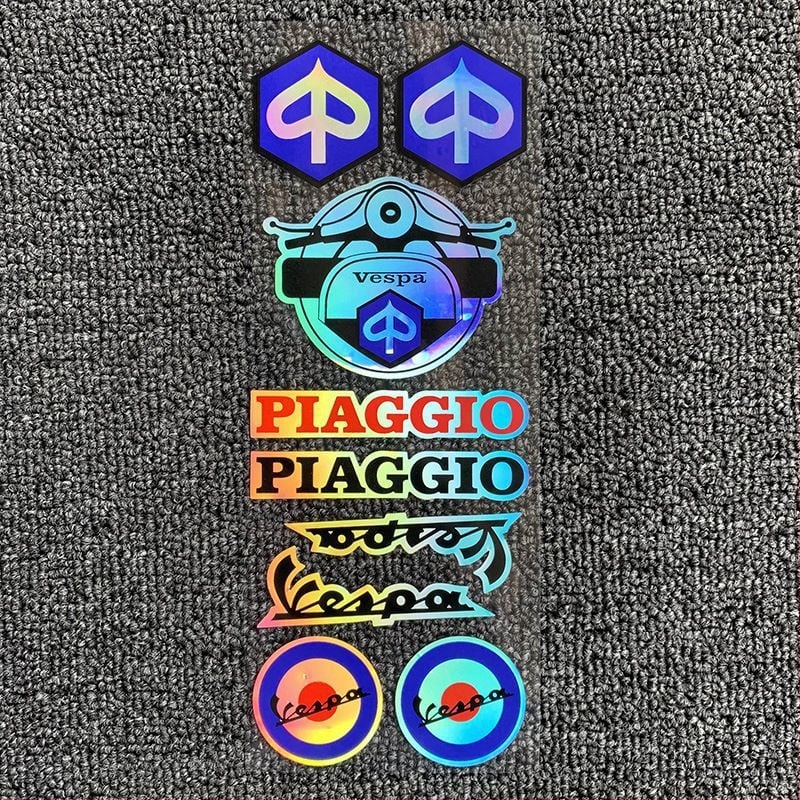 Motocikla un ķivere uzlīmju komplekts ar atstarojumu lāzera efektu, sacensību sponsoru uzlīmēm