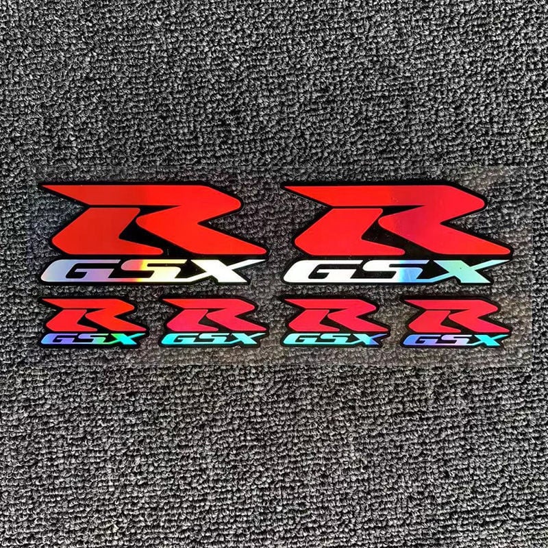 Motocikla un ķivere uzlīmju komplekts ar atstarojumu lāzera efektu, sacensību sponsoru uzlīmēm