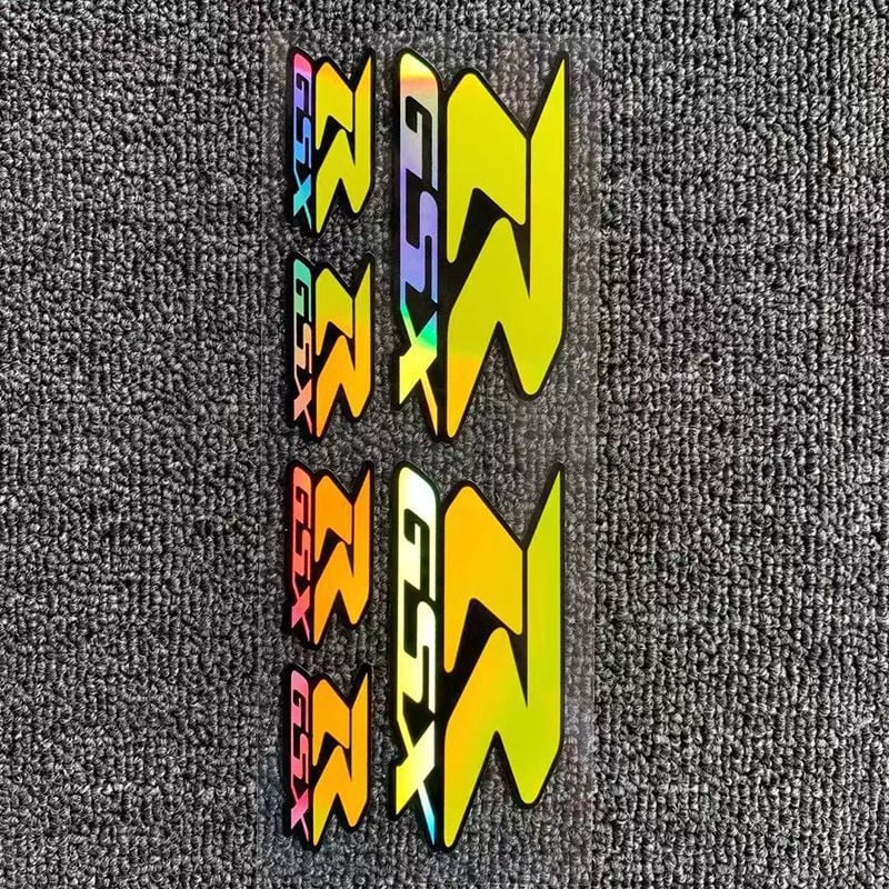 Motocikla un ķivere uzlīmju komplekts ar atstarojumu lāzera efektu, sacensību sponsoru uzlīmēm