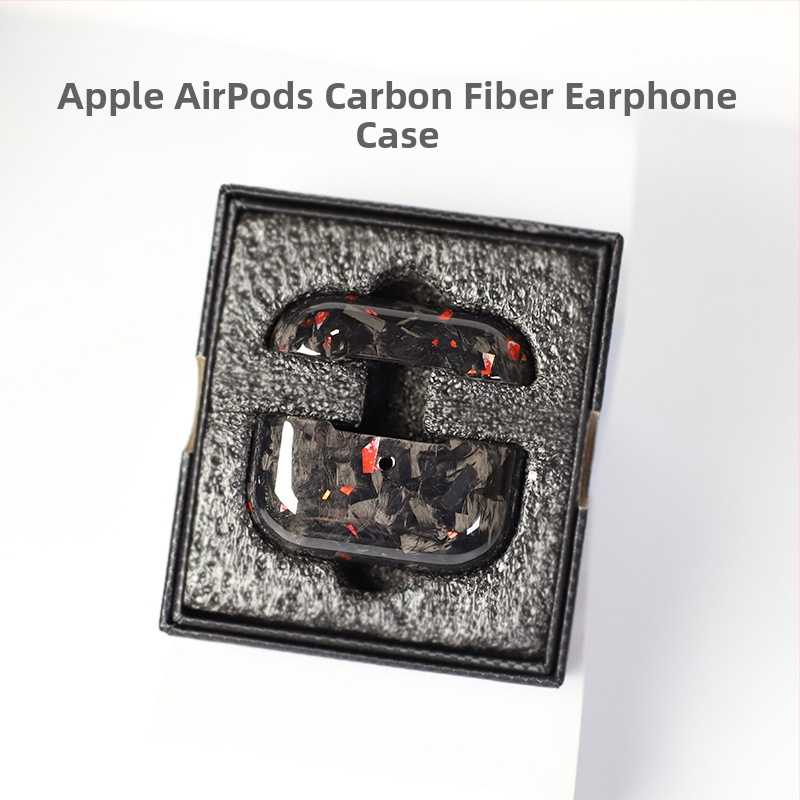 Aizsargkaste AirPods Pro 2. paaudzei un AirPods 3, ciets korpuss, oglekļa šķiedras kalums, rokdarbu pērles, pielāgošana pieejama