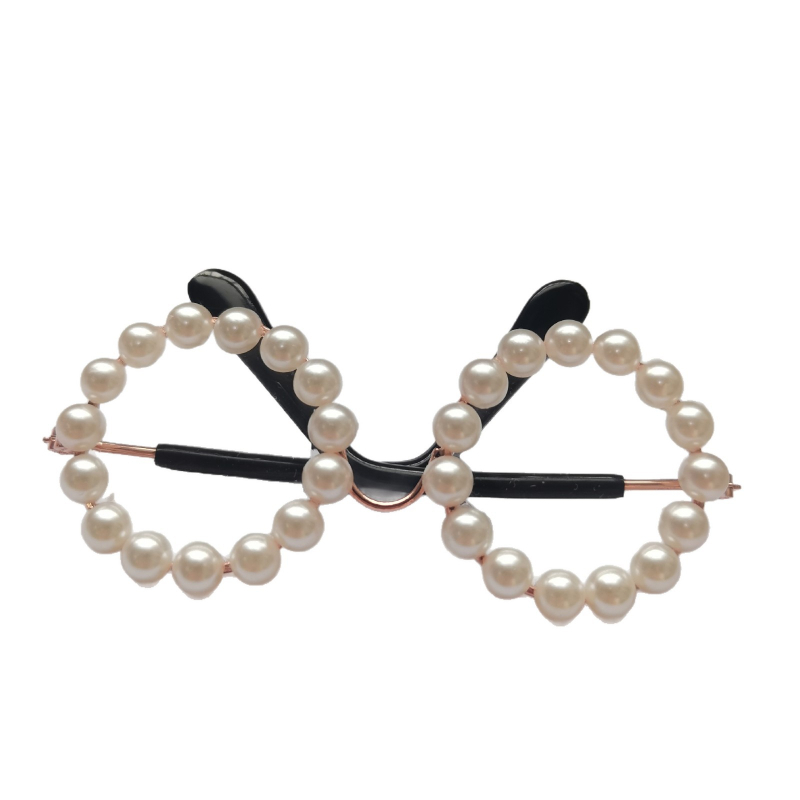 Ochelari pentru animale de companie, ramă circulară din metal cu perle, fabricate manual, pentru câini și pisici, stil japonez-coreean
