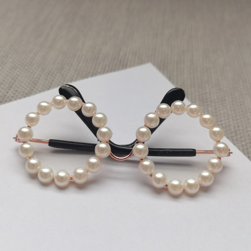 Ochelari pentru animale de companie, ramă circulară din metal cu perle, fabricate manual, pentru câini și pisici, stil japonez-coreean