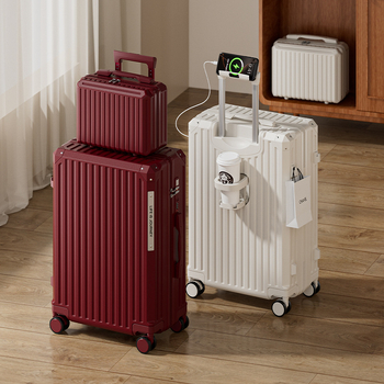 Bagaj cabină, material ABS, deschidere cu fermoar, interfață USB, impermeabil, roți universale