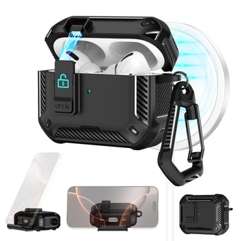 Калъф за AirPods Pro – мултифункционален, преносим, съвместим с Apple (TPU + PC, Type f)