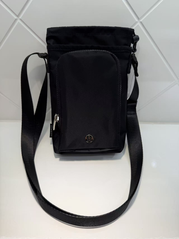 Geantă crossbody din nylon pentru sticla de apă, cu buzunar pentru telefon, cilindrică, impermeabilă, pentru alergare și activități în aer liber