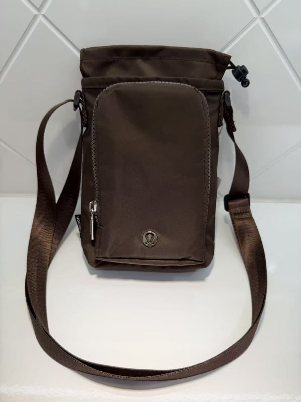 Geantă crossbody din nylon pentru sticla de apă, cu buzunar pentru telefon, cilindrică, impermeabilă, pentru alergare și activități în aer liber