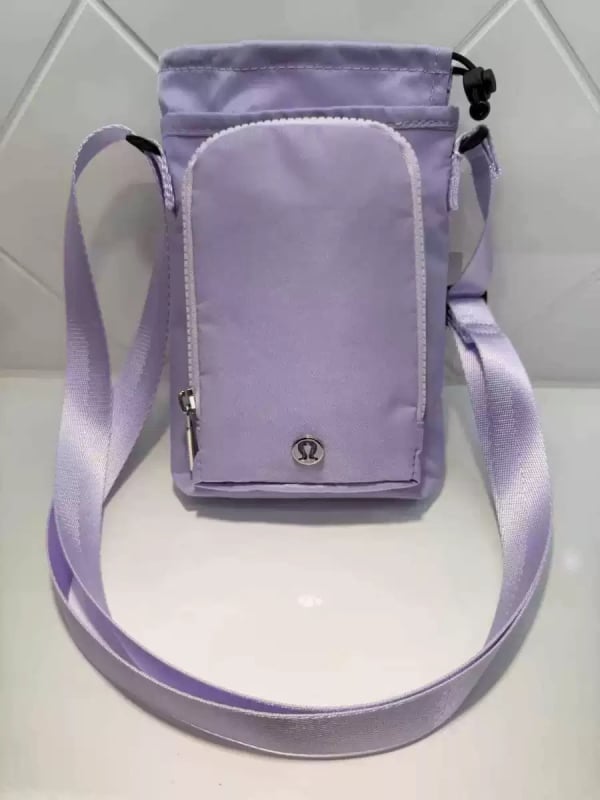 Geantă crossbody din nylon pentru sticla de apă, cu buzunar pentru telefon, cilindrică, impermeabilă, pentru alergare și activități în aer liber