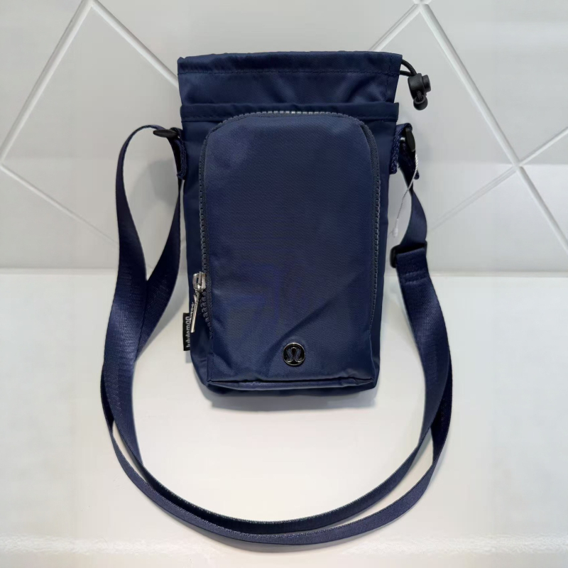 Geantă crossbody din nylon pentru sticla de apă, cu buzunar pentru telefon, cilindrică, impermeabilă, pentru alergare și activități în aer liber