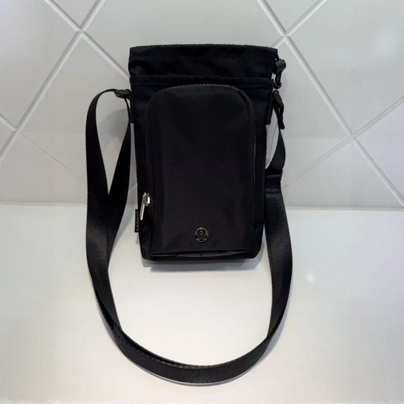 Geantă crossbody din nylon pentru sticla de apă, cu buzunar pentru telefon, cilindrică, impermeabilă, pentru alergare și activități în aer liber