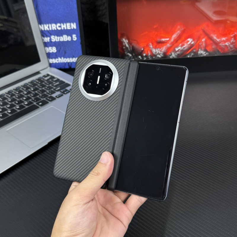 Carcasă de protecție pentru Huawei Mate X5, cu atașare magnetică, textură Kevlar, seria X6, balama cu axă centrală dublă, din PC ultra-subțire
