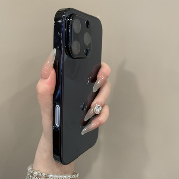  husă protectie din sticlă cu finisaj electroplacat pentru iPhone 11–14 Pro/Pro Max – anti-cadere, anti-amprente, aspect elegant