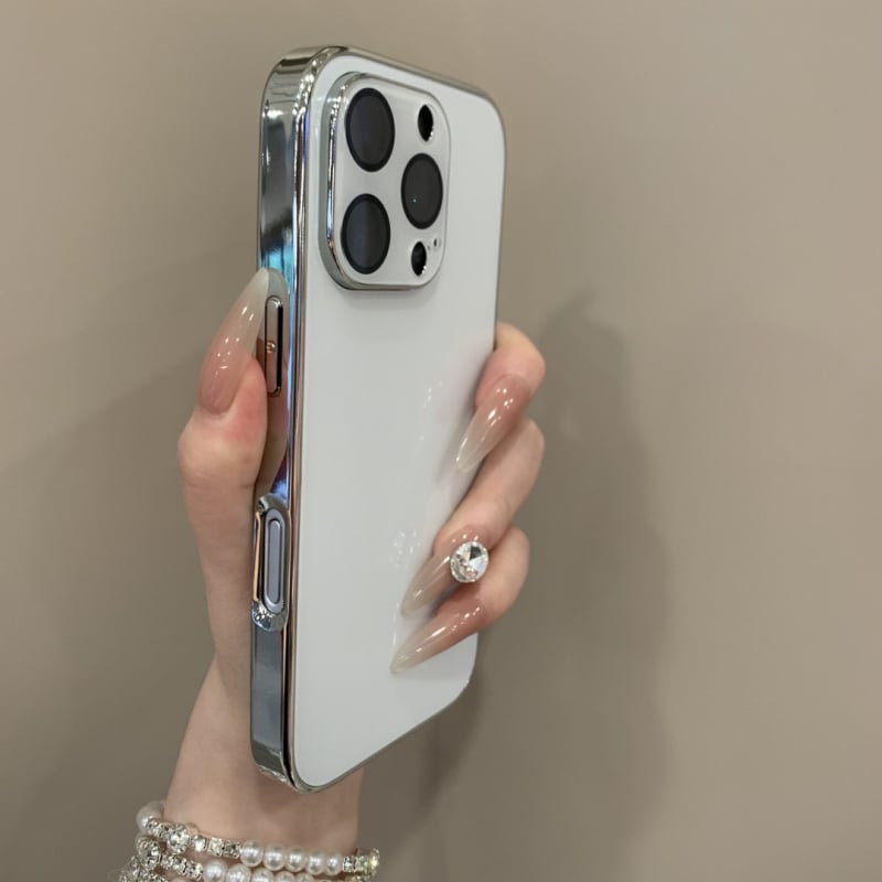  husă protectie din sticlă cu finisaj electroplacat pentru iPhone 11–14 Pro/Pro Max – anti-cadere, anti-amprente, aspect elegant