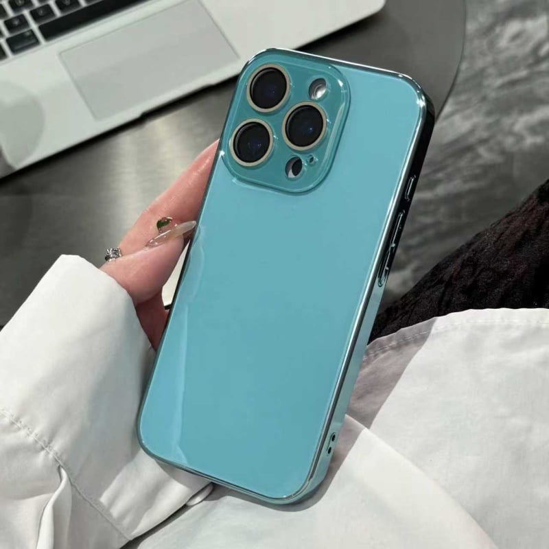  husă protectie din sticlă cu finisaj electroplacat pentru iPhone 11–14 Pro/Pro Max – anti-cadere, anti-amprente, aspect elegant