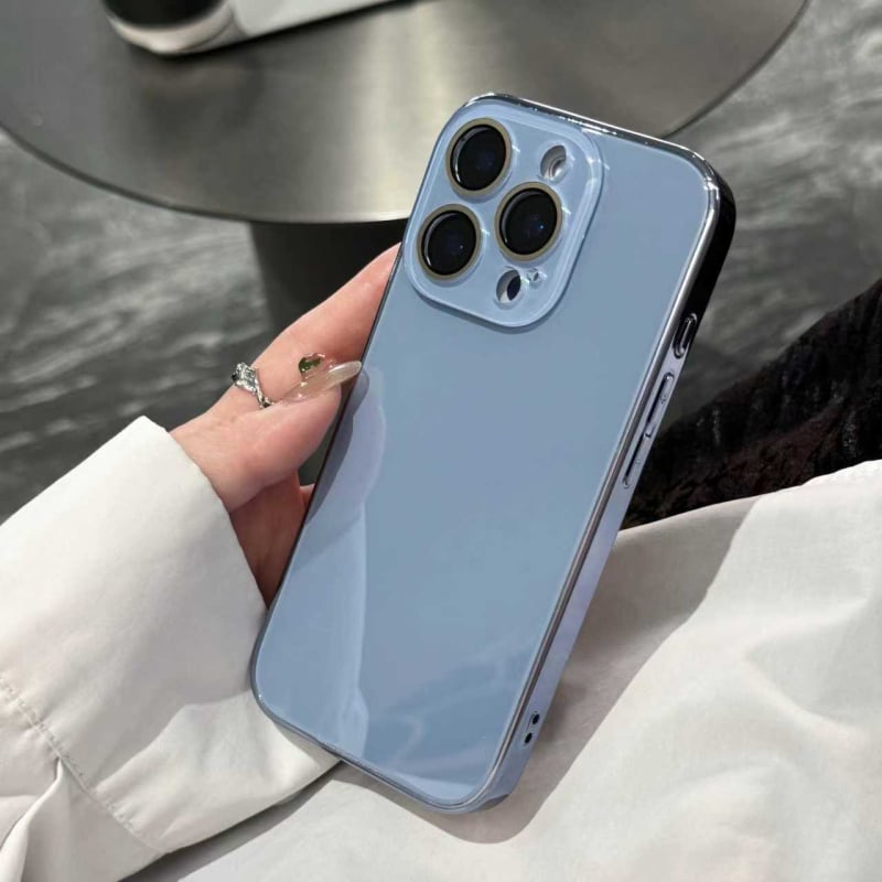  husă protectie din sticlă cu finisaj electroplacat pentru iPhone 11–14 Pro/Pro Max – anti-cadere, anti-amprente, aspect elegant