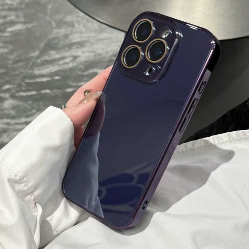  husă protectie din sticlă cu finisaj electroplacat pentru iPhone 11–14 Pro/Pro Max – anti-cadere, anti-amprente, aspect elegant