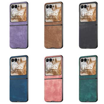 Калъф за Motorola Razr от PU кожа с пълен обхват, тиснен дизайн, удароустойчив и антиотпечатък