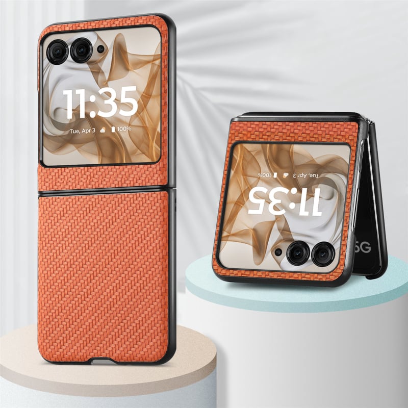 Калъф за Motorola Razr от PU кожа с пълен обхват, тиснен дизайн, удароустойчив и антиотпечатък