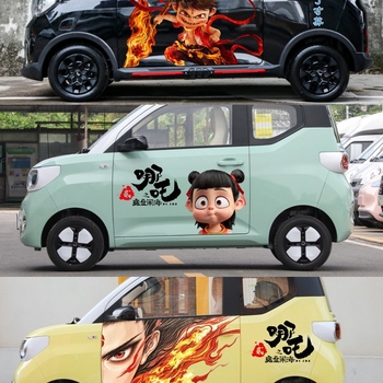 Nezha autocolante pentru mașină – desen animat, instalare magnetică, design creativ personalizat