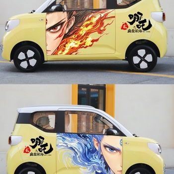 Nezha autocolante pentru mașină – desen animat, instalare magnetică, design creativ personalizat