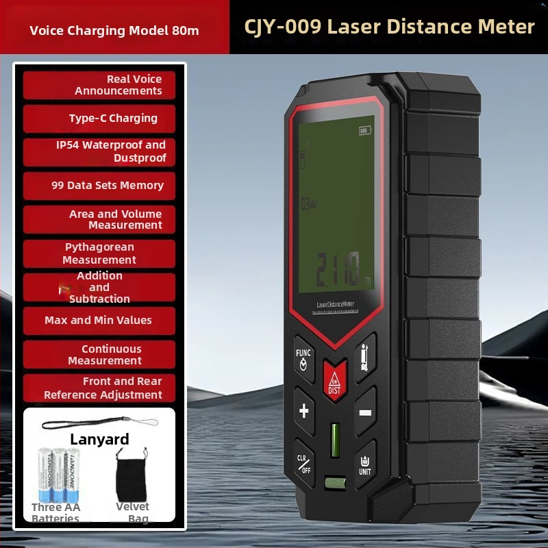 Lāzera attāluma mērītājs, infrasarkanais mērīšanas instruments, digitālais lineāls, attāluma mērīšanas instruments