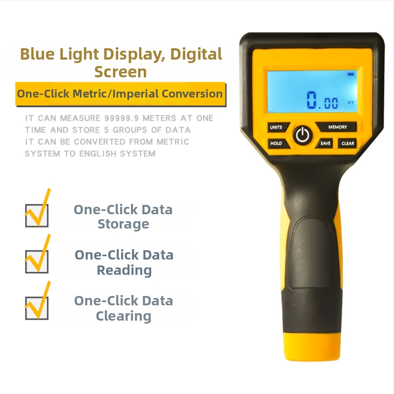 Mehānisks attāluma mērierāts ar riteņu un digitālo displeju, manuāla vadība, ārējiem mērījumiem