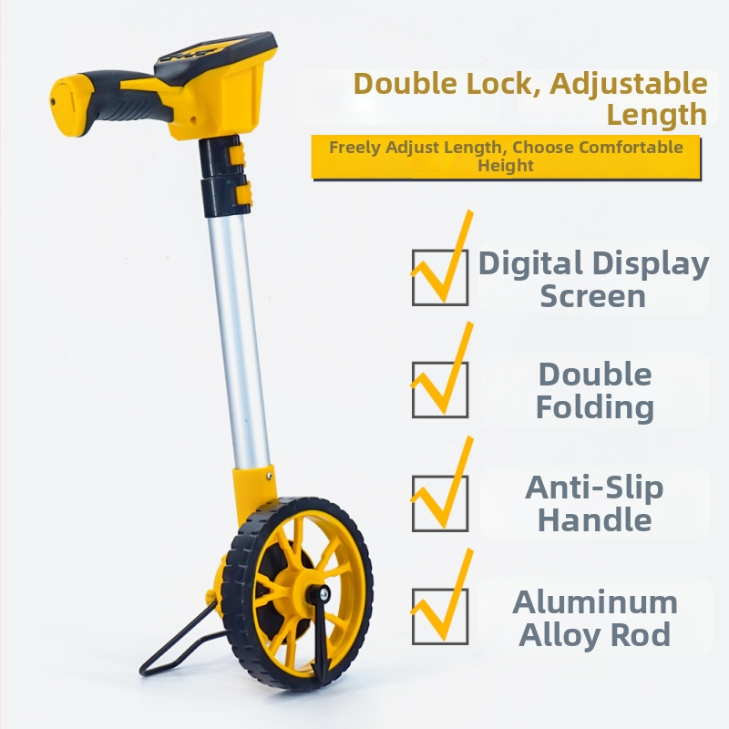 Mehānisks attāluma mērierāts ar riteņu un digitālo displeju, manuāla vadība, ārējiem mērījumiem