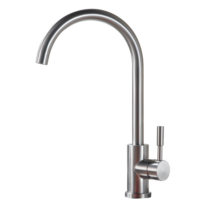 Kuhinjski miješajući faucet, 304 nerđajući čelik, jednoruk, keramički kartridž, 0–80°C