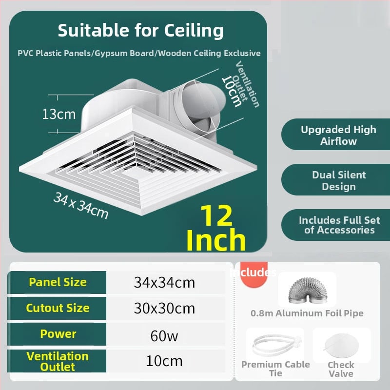 Mennyezeti kivitelű kivezető/szellőző ventilátor, modell Ddpqs0107, 220V, 1400W, mechanikus vezérlés