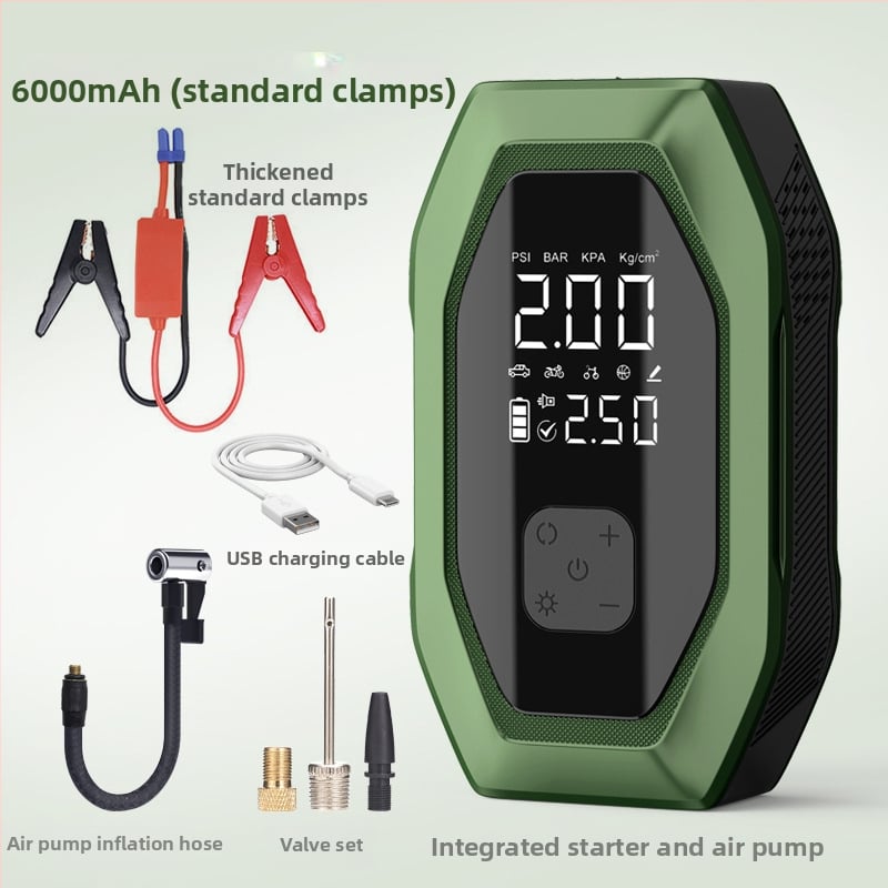 Автомобилно аварийно захранване с безжична помпа за надуване - 12V DC, 6A, под 80W, поток въздуха 35 л/мин, цифров дисплей