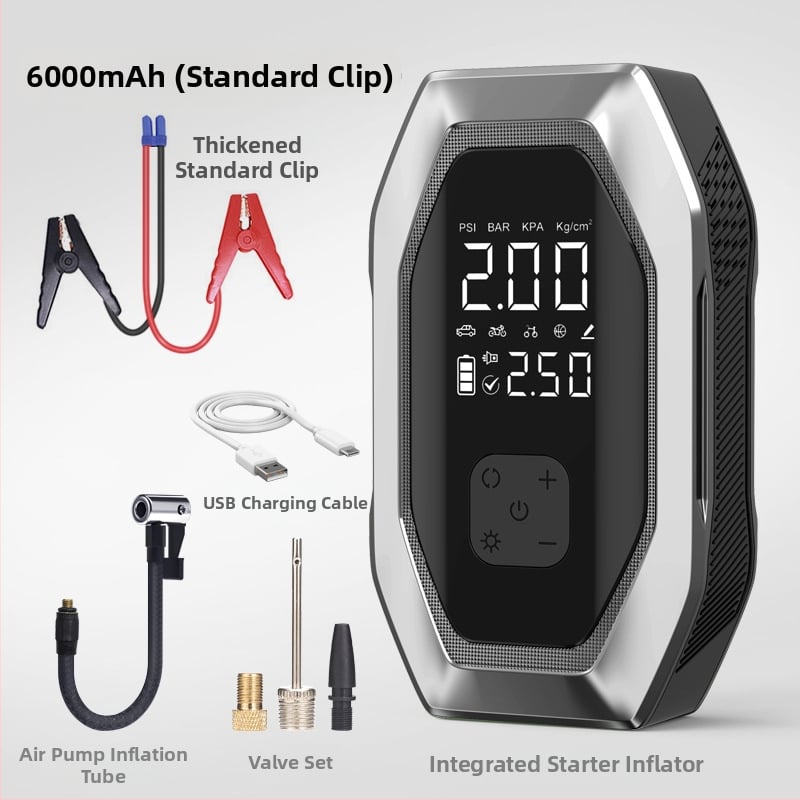 Автомобилно аварийно захранване с безжична помпа за надуване - 12V DC, 6A, под 80W, поток въздуха 35 л/мин, цифров дисплей