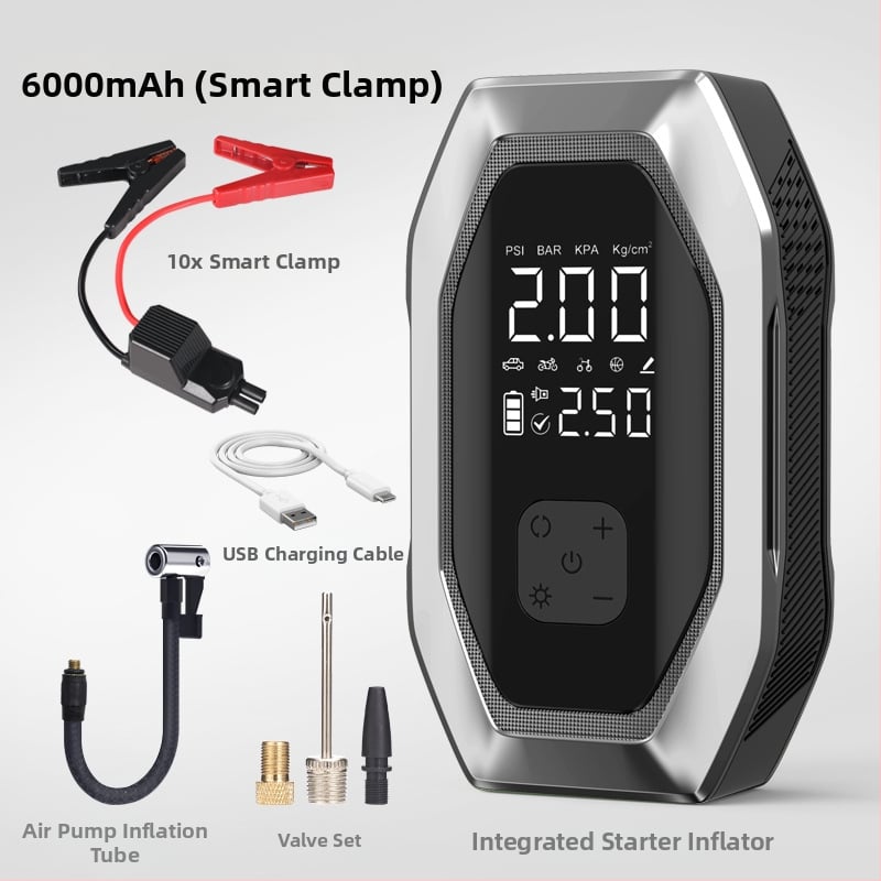 Автомобилно аварийно захранване с безжична помпа за надуване - 12V DC, 6A, под 80W, поток въздуха 35 л/мин, цифров дисплей