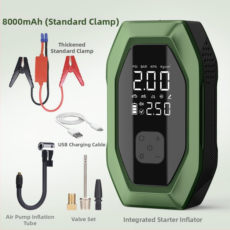 Автомобилно аварийно захранване с безжична помпа за надуване - 12V DC, 6A, под 80W, поток въздуха 35 л/мин, цифров дисплей