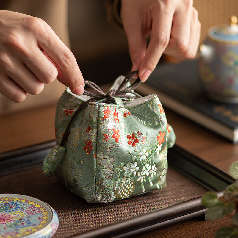 Teaceremonia kiegészítők tároló táskája – hordozható szövet tea készlet táska, Daantang, új kínai stílus