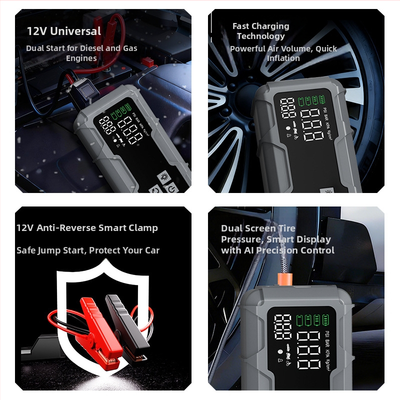 Autó štartér s integrovanou pumpou – 12V, 720A, 35 L/min, 80W, Digitálny displej