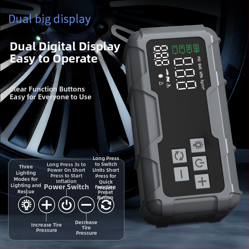 Autó štartér s integrovanou pumpou – 12V, 720A, 35 L/min, 80W, Digitálny displej