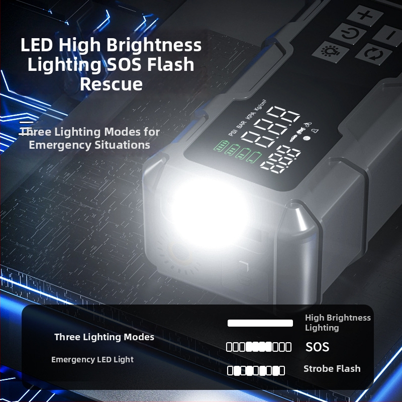 Autó štartér s integrovanou pumpou – 12V, 720A, 35 L/min, 80W, Digitálny displej