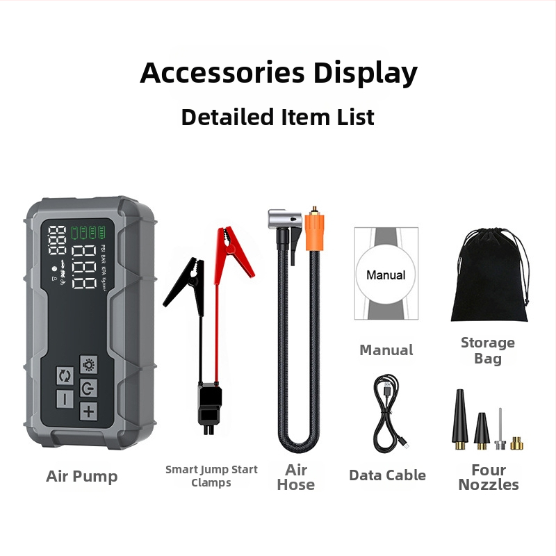 Autó štartér s integrovanou pumpou – 12V, 720A, 35 L/min, 80W, Digitálny displej