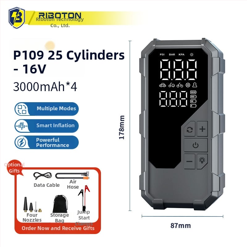 Автомобилен стартер с вградена въздушна помпа – 12V, 720A, 35 л/мин, 80W, цифров дисплей