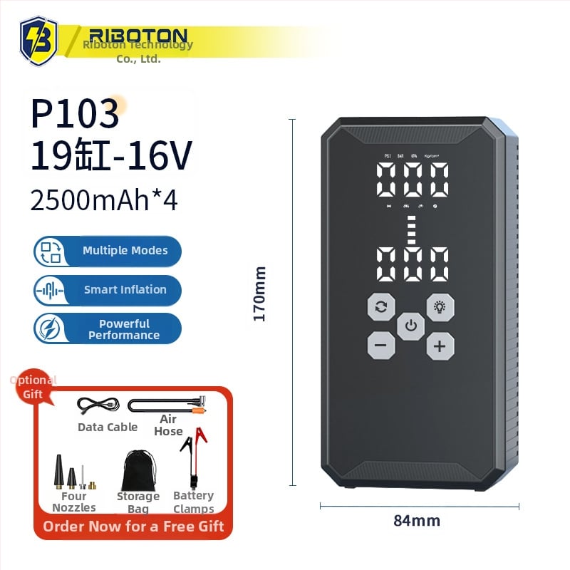Автомобилен стартер с вградена въздушна помпа – 12V, 720A, 35 л/мин, 80W, цифров дисплей