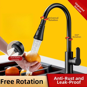 Robinet bucătărie cu apă caldă și rece, jet rotativ, finisaj sablat mat, certificare Watermarks, deschidere spirală, construcție triplă