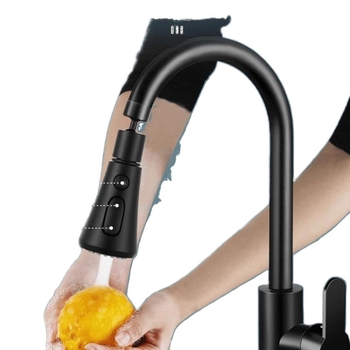 Robinet bucătărie cu apă caldă și rece, jet rotativ, finisaj sablat mat, certificare Watermarks, deschidere spirală, construcție triplă