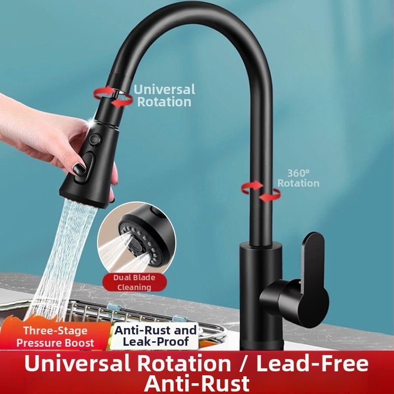 Robinet bucătărie cu apă caldă și rece, jet rotativ, finisaj sablat mat, certificare Watermarks, deschidere spirală, construcție triplă