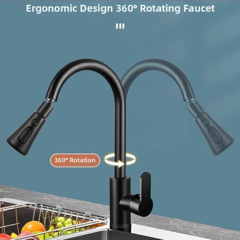 Robinet bucătărie cu apă caldă și rece, jet rotativ, finisaj sablat mat, certificare Watermarks, deschidere spirală, construcție triplă