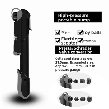 Mini portatīvais velosipēdu pumpis ar manometru (Modelis 61, plastmasas korpuss)