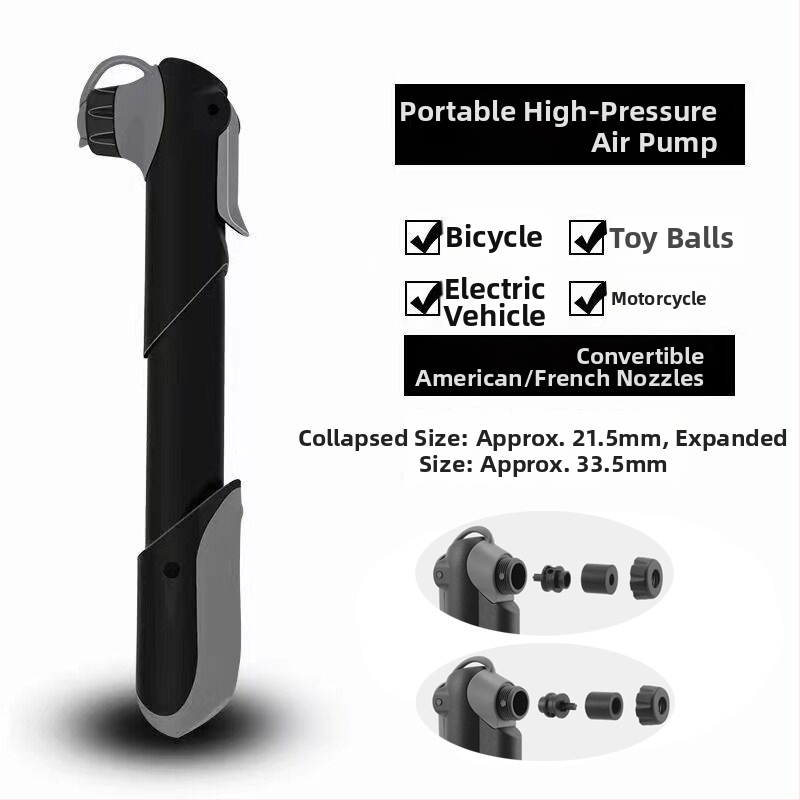 Kompaktne kaasaskantav jalgratta käsipump manomeetriga (mudel 61, plastkorpus)