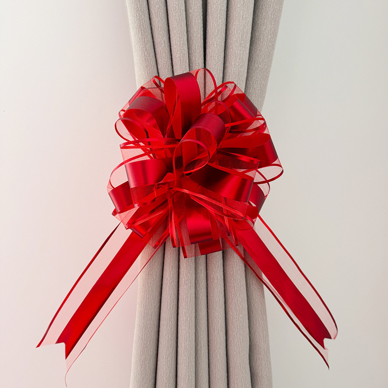 Esküvői autódekoráció – kézi girland a visszapillantó tükörhöz és az ajtókilincsekhez (Anyag: Snow gauze; Csomagolás: OPP zacskó; Esküvőre; Egyéb esküvői kellékek)