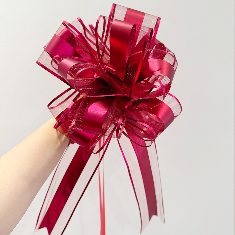 Esküvői autódekoráció – kézi girland a visszapillantó tükörhöz és az ajtókilincsekhez (Anyag: Snow gauze; Csomagolás: OPP zacskó; Esküvőre; Egyéb esküvői kellékek)